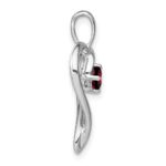 14k White Gold Garnet Heart Pendant - Image 2