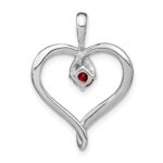 14k White Gold Garnet Heart Pendant - Image 4