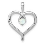 14k White Gold Lab Created Opal Heart Pendant
