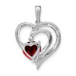 Sterling Silver Rhodium-plated Garnet and Diamond Pendant - Image 4