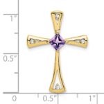 10k Amethyst and Diamond Cross Pendant - Image 3