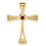 14k 4mm Square Garnet and Diamond Cross Chain Slide - Image 4