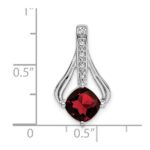 14k White Gold 7mm Cushion Garnet and Diamond Pendant Fits up to 4mm Fancy Omega Only - Image 3