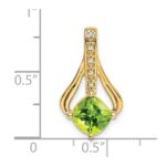 14k 7mm Cushion Peridot and Diamond Pendant Fits up to 4mm Fancy Omega Only - Image 3