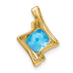 14k 6mm Cushion Blue Topaz and Diamond Chain Slide - Image 4