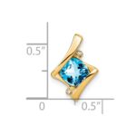 14k 6mm Cushion Blue Topaz and Diamond Chain Slide - Image 3