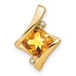 14k 6mm Cushion Citrine and Diamond Chain Slide