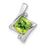 10k White Gold Peridot and Diamond Pendant