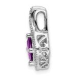 14k White Gold 6mm Cushion Amethyst and Diamond Chain Slide - Image 2