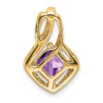 14k 6mm Cushion Amethyst and Diamond Chain Slide - Image 4