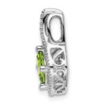 14k White Gold 6mm Cushion Peridot and Diamond Chain Slide - Image 2