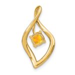 14k 5mm Cushion Citrine and Diamond Leaf Chain Slide - Image 4