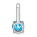 14k White Gold 7mm Round Blue Topaz and Diamond Chain Slide - Image 4