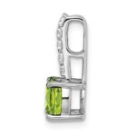 14k White Gold 7mm Round Peridot and Diamond Chain Slide - Image 2