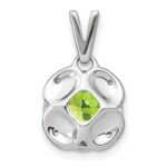 14k White Gold 7mm Cushion Peridot and Diamond Pendant - Image 4
