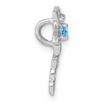 14k White Gold Blue Topaz and Diamond Dragonfly Chain Slide - Image 2
