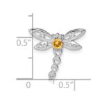 14k White Gold Citrine and Diamond Dragonfly Chain Slide - Image 3