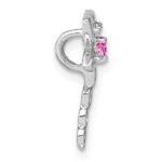 14k White Gold Lab Created Pink Sapphire and Diamond Dragonfly Chain Slide - Image 2