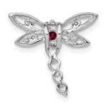 14k White Gold Garnet and Diamond Dragonfly Chain Slide - Image 4