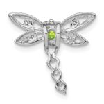 14k White Gold Peridot and Diamond Dragonfly Chain Slide - Image 4