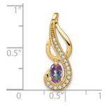 14k 6x4mm Oval Mystic Fire Topaz and Diamond Swirl Pendant - Image 3