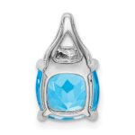 14k White Gold 8mm Cushion Blue Topaz and Diamond Chain Slide - Image 4