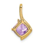 14k 7mm Cushion Amethyst and Diamond Pendant - Image 4