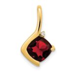 14k 7mm Cushion Garnet and Diamond Pendant