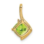 14k 7mm Cushion Peridot and Diamond Pendant - Image 4