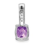 14k White Gold 8mm Cushion Amethyst and Diamond Chain Slide - Image 4