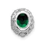 14k White Gold 1/3 carat Lab Grown Diamond VS/SI+ G+ and Lab Created Emerald Halo Chain Slide Pendant - Image 2