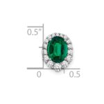 14k White Gold 1/3 carat Lab Grown Diamond VS/SI+ G+ and Lab Created Emerald Halo Chain Slide Pendant - Image 3