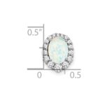 14k White Gold Oval Lab Created Opal and Diamond Halo Chain Slide - Image 2