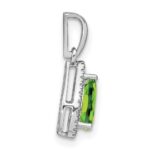 14k White Gold 7x5mm Pear Peridot and Diamond Halo Pendant - Image 2