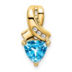 14k 6mm Trillion Blue Topaz and Diamond Chain Slide