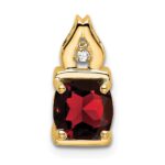 14k 6mm Cushion Garnet and Diamond Chain Slide