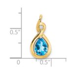 14k 8x6mm Pear Blue Topaz and Diamond Chain Slide - Image 3