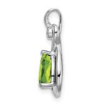 14k White Gold 8x6mm Pear Peridot and Diamond Chain Slide - Image 2