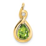 14k 8x6mm Pear Peridot and Diamond Chain Slide