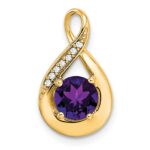 14k 6mm Round Amethyst and Diamond Chain Slide