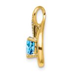 14k 6mm Round Blue Topaz and Diamond Chain Slide - Image 2