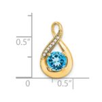 14k 6mm Round Blue Topaz and Diamond Chain Slide - Image 3