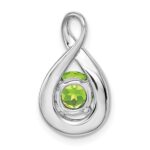 14k White Gold 6mm Round Peridot and Diamond Chain Slide - Image 4