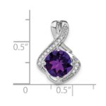 14k White Gold 8mm Round Amethyst and Diamond Fancy Chain Slide - Image 3