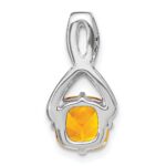 14k White Gold 7mm Cushion Citrine and Diamond Chain Slide - Image 4