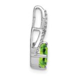 14k White Gold 7mm Cushion Peridot and Diamond Chain Slide - Image 2