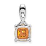 14k White Gold 8mm Cushion Citrine and Diamond Chain Slide - Image 4