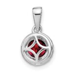 14k White Gold 6.5mm Round Garnet and Diamond Halo Pendant - Image 4