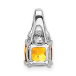 14k White Gold 7mm Cushion Citrine and Diamond Chain Slide - Image 4