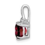 14k White Gold 7mm Cushion Garnet and Diamond Chain Slide - Image 2